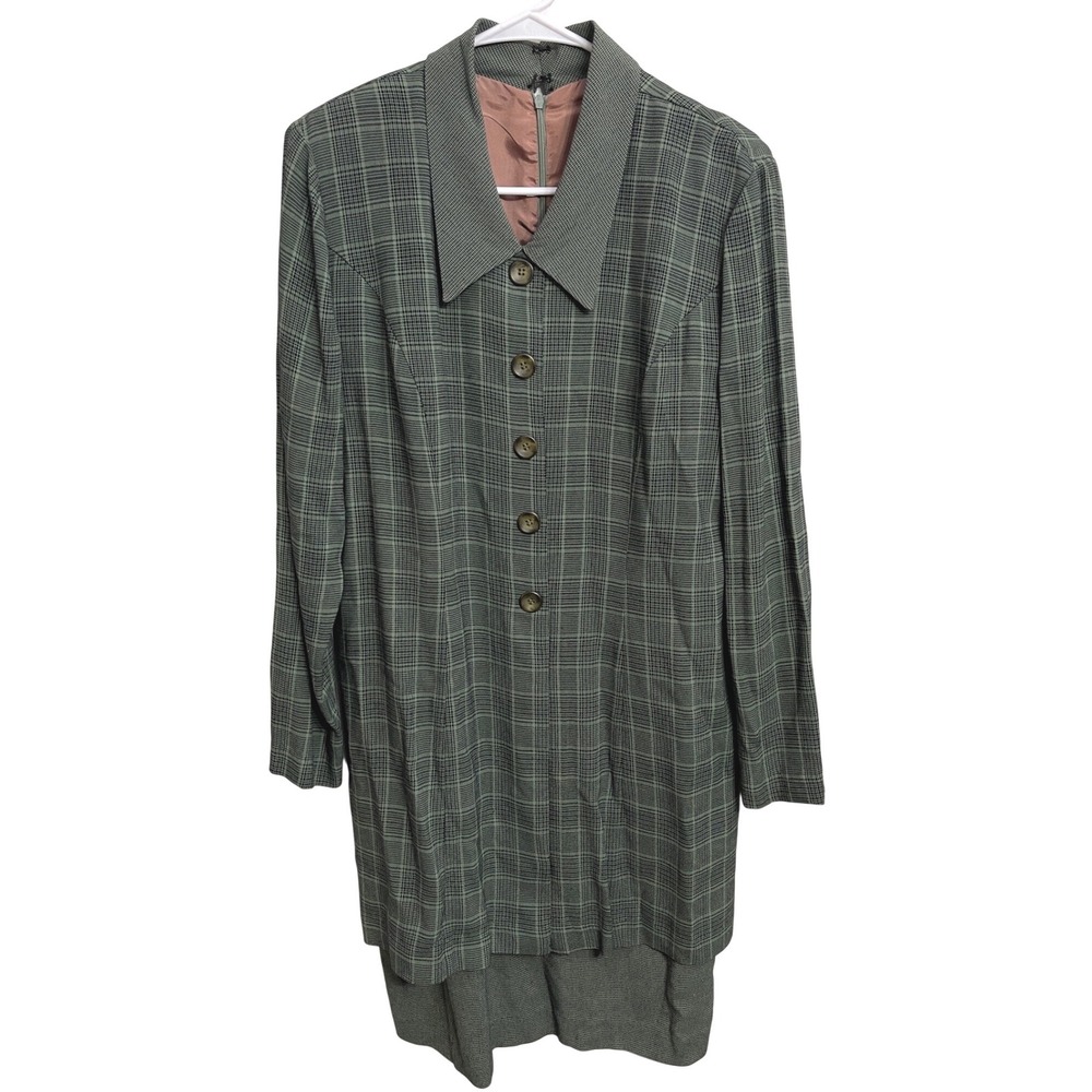 Vintage 80s Virgo II Green Plaid Collared Dress Size 10 Dark Academia Preppy